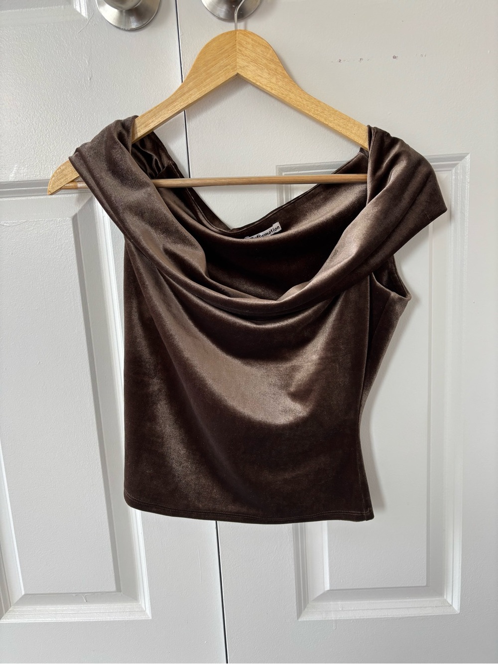 Reformation brown velvet off shoulder top size small